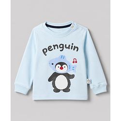 Bonfino 100% Cotton Yarn Dyed Knit Full Sleeves Co-ord Striped T-Shirt & Pajama Night Suit with Walrus & Penguin Print Pack of 3 - Navy Blue, Cream & Light Blue