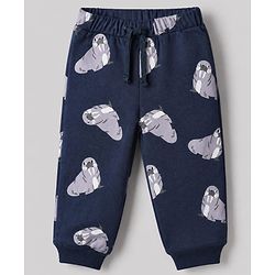 Bonfino 100% Cotton Yarn Dyed Knit Full Sleeves Co-ord Striped T-Shirt & Pajama Night Suit with Walrus & Penguin Print Pack of 3 - Navy Blue, Cream & Light Blue