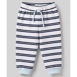 Bonfino 100% Cotton Yarn Dyed Knit Full Sleeves Co-ord Striped T-Shirt & Pajama Night Suit with Walrus & Penguin Print Pack of 3 - Navy Blue, Cream & Light Blue