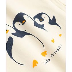 Bonfino 100% Cotton Yarn Dyed Knit Front Open Zipper Full Sleeves Striped Sleep Suits with Penguin Print Pack of 3 - White Navy Blue & Cream