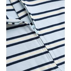 Bonfino 100% Cotton Yarn Dyed Knit Front Open Zipper Full Sleeves Solid Sleep Suits with Striped Pack of 5 - White, Navy Blue, Light Blue & Maroon
