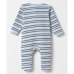Bonfino 100% Cotton Yarn Dyed Knit Front Open Zipper Full Sleeves Solid Sleep Suits with Striped Pack of 5 - White, Navy Blue, Light Blue & Maroon