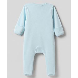 Bonfino 100% Cotton Yarn Dyed Knit Front Open Zipper Full Sleeves Striped Sleep Suits with Penguin Print Pack of 3 - White Navy Blue & Light Blue