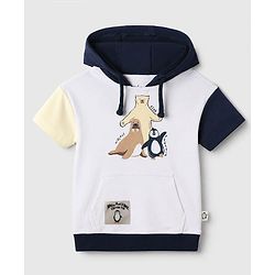 Bonfino 100% Cotton Knit Half Sleeves T-Shirt and Cargo Shorts Set with Bear Print in Black