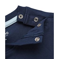Bonfino 100% Cotton Knit T-Shirt with Half Sleeves and Walrus Applique in Navy Blue