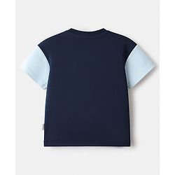 Bonfino 100% Cotton Knit T-Shirt with Half Sleeves and Walrus Applique in Navy Blue