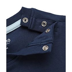 Bonfino 100% Cotton Knit T-Shirt with Half Sleeves and Walrus Applique in Navy Blue