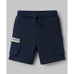Bonfino 100% Cotton Knit Above Knee Length Cargo Shorts with Buddies Print Pack of 3 in Cream Blue
