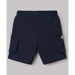 Bonfino 100% Cotton Knit Above Knee Length Cargo Shorts with Buddies Print Pack of 3 in Cream Blue