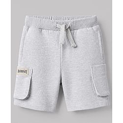 Bonfino 100% Cotton Knit Above Knee Length Cargo Shorts with Buddies Print Pack of 3 in Cream Blue