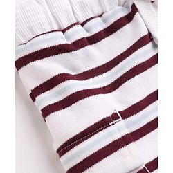 Bonfino 100% Cotton Knit Above Knee Length Cargo Shorts with Elasticated Pull Ons and Buddies Patch Pack of 3 in Maroon White
