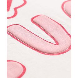 Bonfino 100% Cotton Knit Heart Printed Half Sleeves Oversized T-shirt & Pant Set- White & Light Pink