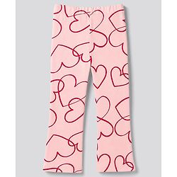 Bonfino 100% Cotton Knit Heart Printed Half Sleeves Oversized T-shirt & Pant Set- White & Light Pink
