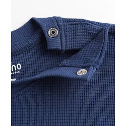 Bonfino 100% Cotton Waffle Knit Structure Fabric Oversized T-Shirt and Shorts Set - Navy Blue