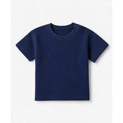Bonfino 100% Cotton Waffle Knit Structure Fabric Oversized T-Shirt and Shorts Set - Navy Blue
