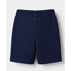 Bonfino 100% Cotton Waffle Knit Structure Fabric Oversized T-Shirt and Shorts Set - Navy Blue