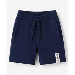 Bonfino 100% Cotton Waffle Knit Structure Fabric Oversized T-Shirt and Shorts Set - Navy Blue