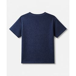 Bonfino 100% Cotton Waffle Knit Structure Fabric Oversized T-Shirt and Shorts Set - Navy Blue