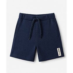 Bonfino 100% Cotton Waffle Knit Structure Fabric Oversized T-Shirt and Shorts Set - Navy Blue