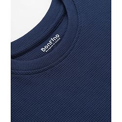 Bonfino 100% Cotton Waffle Knit Structure Fabric Oversized T-Shirt and Shorts Set - Navy Blue
