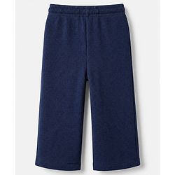 Bonfino 100% Cotton Waffle Knit Structure Fabric Solids Full Sleeves Front Open Shirt and Straight Pyjama Set - Navy Blue