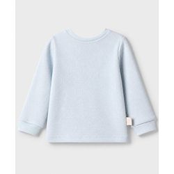 Bonfino 100% Cotton Waffle Structure Fabric Knit Solid Full Sleeves Henley T-Shirt and Pajama Night Suit - Light Blue