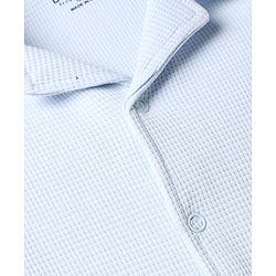 Bonfino 100% Cotton Waffle Structure Fabric Solid Knit Full Sleeves Front Open Co-ord Shirt and Straight Pajama Night Suit - Light Blue