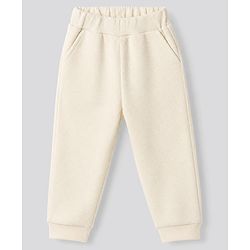 Bonfino 100% Cotton Waffle Knit Structure Fabric Solids Full Sleeves Henley T-Shirt and Solids Pyjama Set - Off White