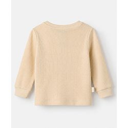 Bonfino 100% Cotton Waffle Knit Structure Fabric Solids Full Sleeves Henley T-Shirt and Solids Pyjama Night Suit Set - Beige