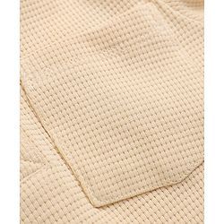 Bonfino 100% Cotton Waffle Knit Structure Fabric Solids Full Sleeves Henley T-Shirt and Solids Pyjama Night Suit Set - Beige