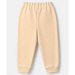 Bonfino 100% Cotton Waffle Knit Structure Fabric Solids Full Sleeves Henley T-Shirt and Solids Pyjama Night Suit Set - Beige