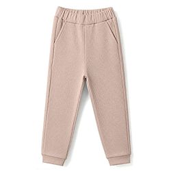Bonfino 100% Cotton Waffle Knit Structure Fabric Solids Full Sleeves Crew Neck T-Shirt and Solids Pyjama Set - Beige