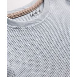 Bonfino 100% Cotton Waffle Knit Structure Fabric Solids Full Sleeves Crew Neck T-Shirt and Solids Pyjama Set - Light Blue