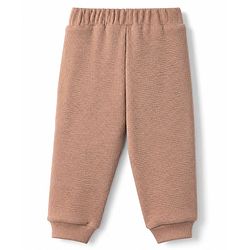 Bonfino 100% Cotton Waffle Structure Fabric Knit Solid Full Sleeves Crew Neck Co-ord T-Shirt and Pajama Night Suit with Diggin It Patch - Brown