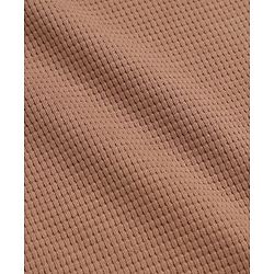 Bonfino 100% Cotton Waffle Structure Fabric Knit Solid Full Sleeves Crew Neck Co-ord T-Shirt and Pajama Night Suit with Diggin It Patch - Brown