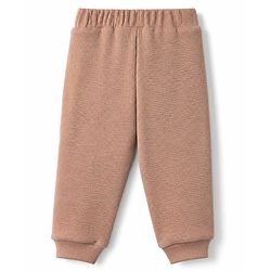 Bonfino 100% Cotton Waffle Structure Fabric Knit Solid Full Sleeves Crew Neck Co-ord T-Shirt and Pajama Night Suit with Diggin It Patch - Brown