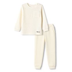 Bonfino 100% Cotton Knit Full Sleeves Co-Ords T-Shirt & Pyjama Night Suit - Offwhite