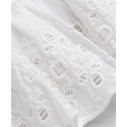 Bonfino 100% Cotton Woven Schiffli Peplum Top with Half Sleeves and Eyelet Embroidery & Bows - White