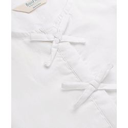 Bonfino 100% Cotton Woven Schiffli Peplum Top with Half Sleeves and Eyelet Embroidery & Bows - White