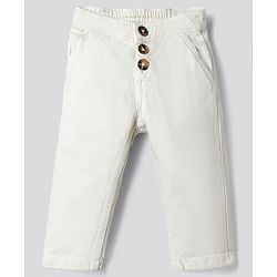 Bonfino 100% Cotton Woven Full Length Loose Fit Trouser in Offwhite