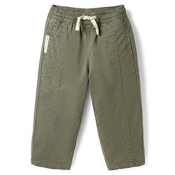 Bonfino Cotton Elastane Woven Full Length Balloon Trouser in Olive Green