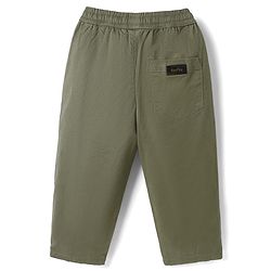 Bonfino Cotton Elastane Woven Full Length Balloon Trouser in Olive Green