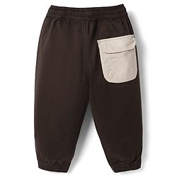 Bonfino Cotton Elastane Woven Full Length Solid Jogger in Brown
