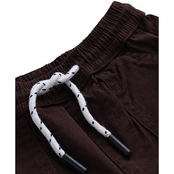 Bonfino Cotton Elastane Woven Full Length Solid Jogger in Brown