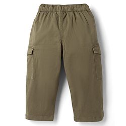 Bonfino Cotton Elastane Woven Full Length Cargo Trousers - Olive Green