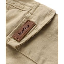Bonfino Cotton Elastane Woven Full Length Wide Leg Cargo Trouser in Beige