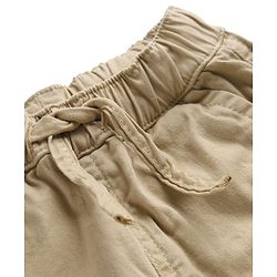 Bonfino Cotton Elastane Woven Full Length Wide Leg Cargo Trouser in Beige