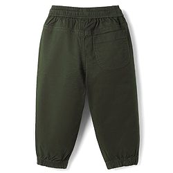 Bonfino Cotton Elastane Woven Full Length Jogger in Olive Green