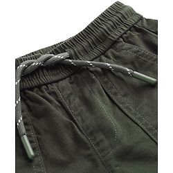 Bonfino Cotton Elastane Woven Full Length Jogger in Olive Green