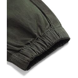 Bonfino Cotton Elastane Woven Full Length Jogger in Olive Green